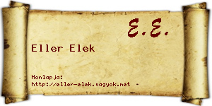 Eller Elek névjegykártya